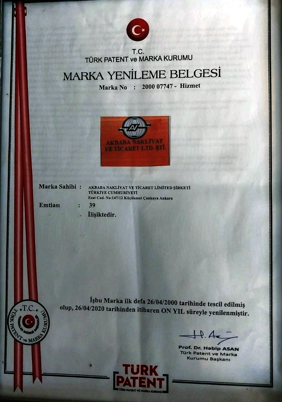 MARKA TESCİL BELGESİ